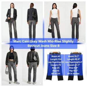 Marc Cain Grey Wash Mid-Rise Slightly Bootcut Jeans Size 8